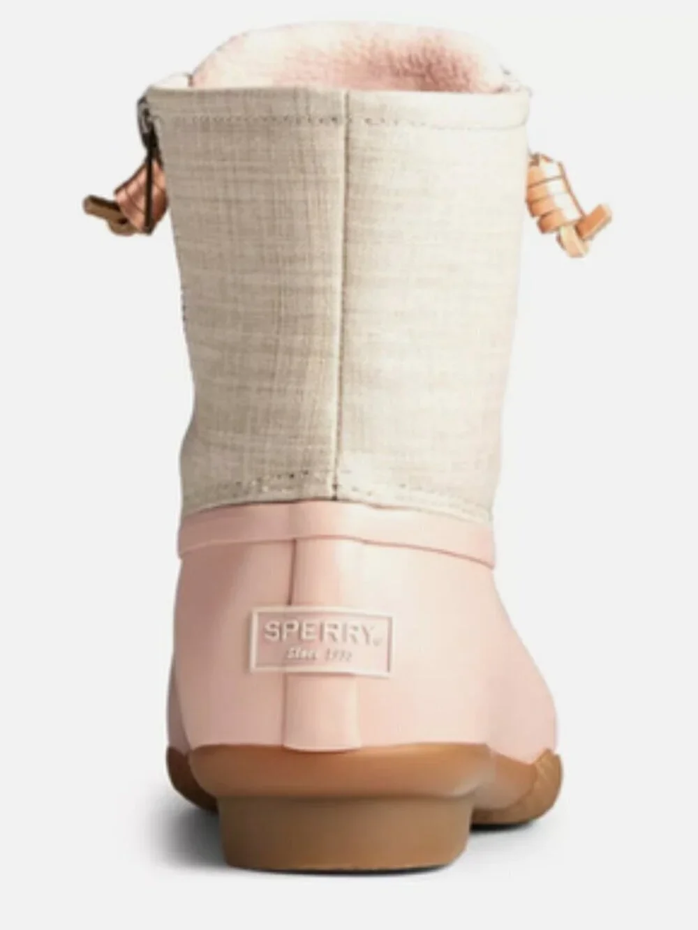 SPERRY Saltwater Canvas Rose/Oat Rain Snow Boots Sz 6